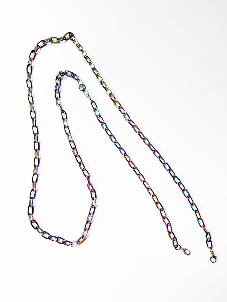 Fashion Face Mask with iridescence Chain- Purple