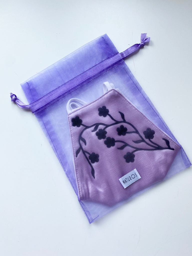 Applique Face Mask- Purple Mini Floral (backordered expect 7-10 days)