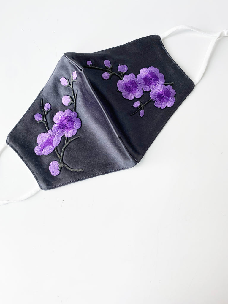 Applique Face Mask- Purple Floral